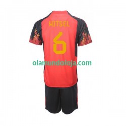 Camisola Bélgica Axel Witsel 6 Criança Equipamento Primeiro Copa do Mundo 2022 Manga Curta